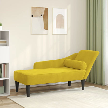 Chaise Longue con Cuscini Giallo in Velluto - homemem39