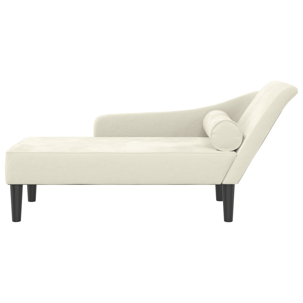 Chaise Longue con Cuscini Crema in Velluto