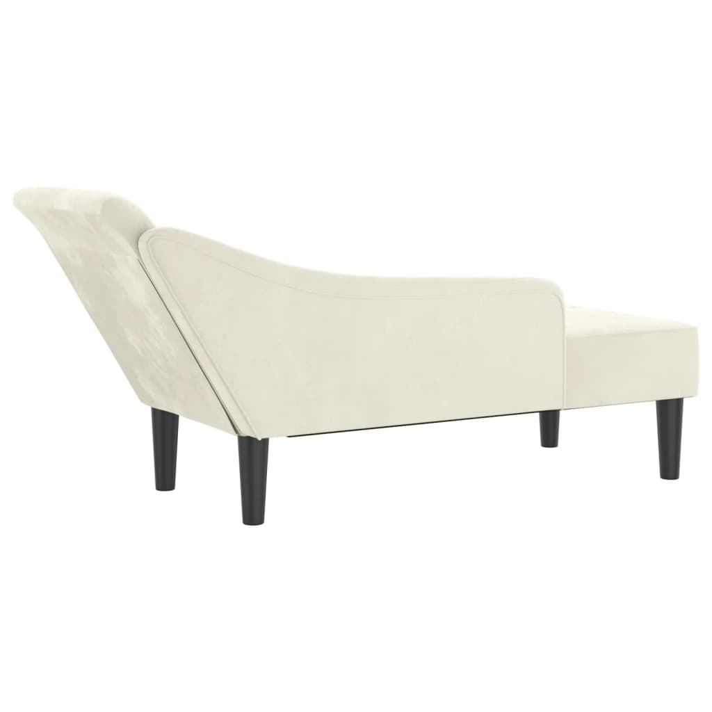 Chaise Longue con Cuscini Crema in Velluto