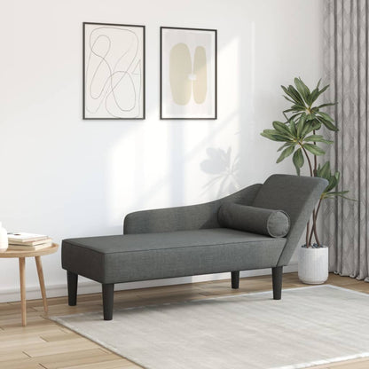 Chaise Longue con Cuscini Grigio Scuro in Tessuto