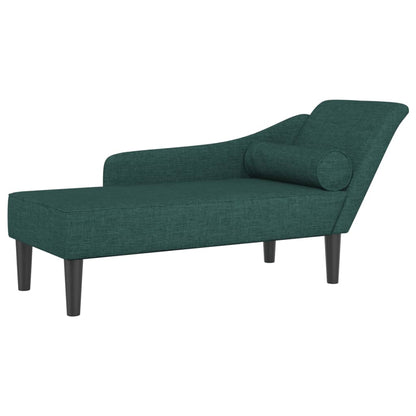 Chaise Longue con Cuscini Verde Scuro in Tessuto