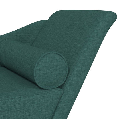 Chaise Longue con Cuscini Verde Scuro in Tessuto