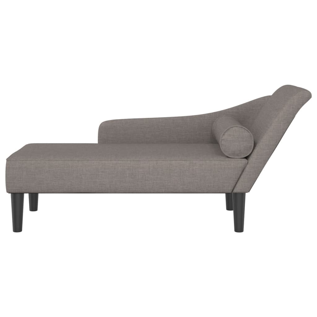 Chaise Longue con Cuscini Tortora in Tessuto