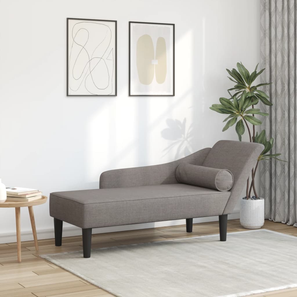 Chaise Longue con Cuscini Tortora in Tessuto - homemem39