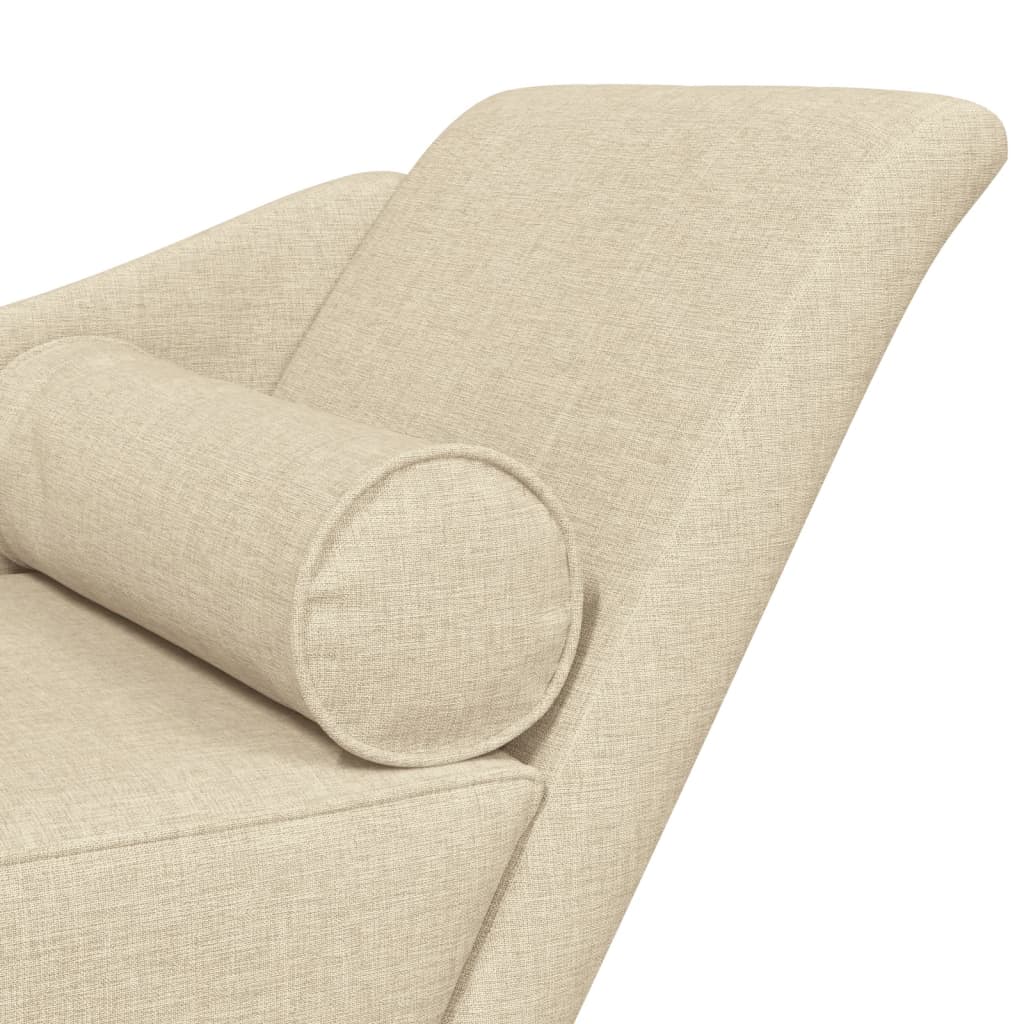 Chaise Longue con Cuscini Crema in Tessuto