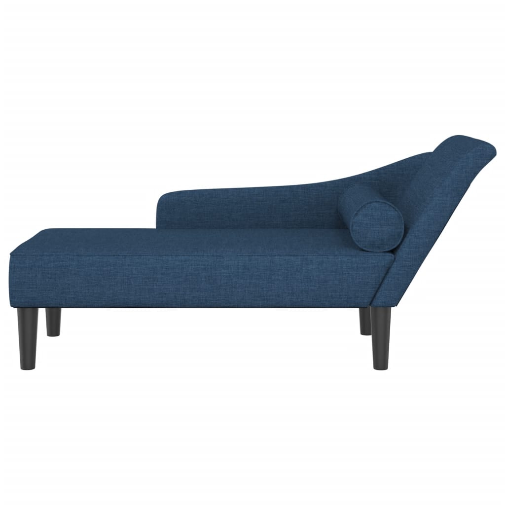 Chaise Longue con Cuscini Blu in Tessuto