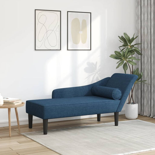 Chaise Longue con Cuscini Blu in Tessuto