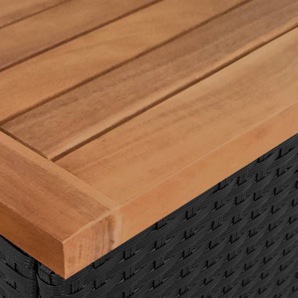 Set Divani da Giardino 2 pz con Cuscini Nero Polyrattan Acacia