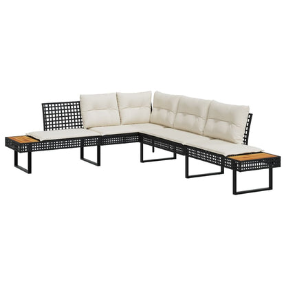 Set Divani da Giardino 2 pz con Cuscini Nero Polyrattan Acacia - homemem39