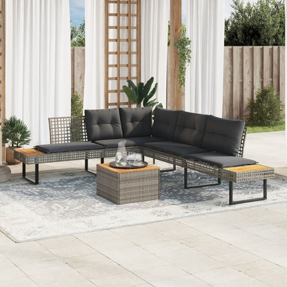 Set Divani da Giardino 2pz con Cuscini Grigio Polyrattan Acacia | homemem39