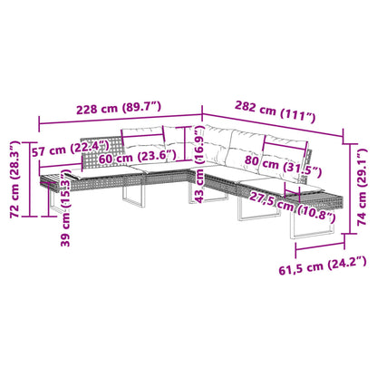 Set Divani da Giardino 2pz con Cuscini Grigio Polyrattan Acacia | homemem39