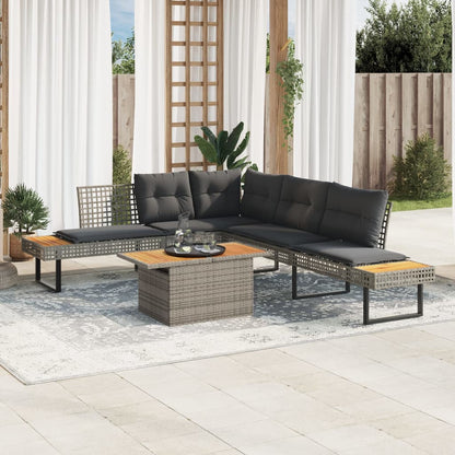 Set Divani da Giardino 2pz con Cuscini Grigio Polyrattan Acacia