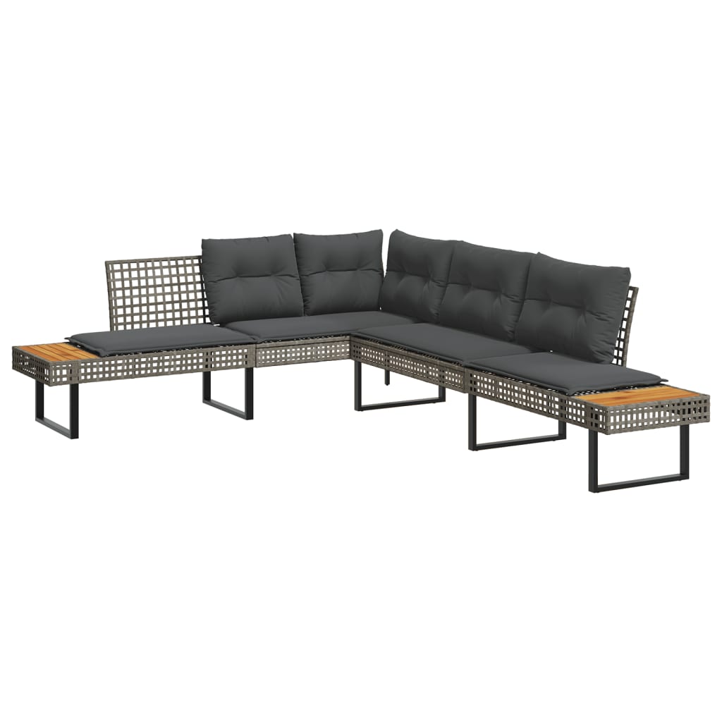 Set Divani da Giardino 2pz con Cuscini Grigio Polyrattan Acacia