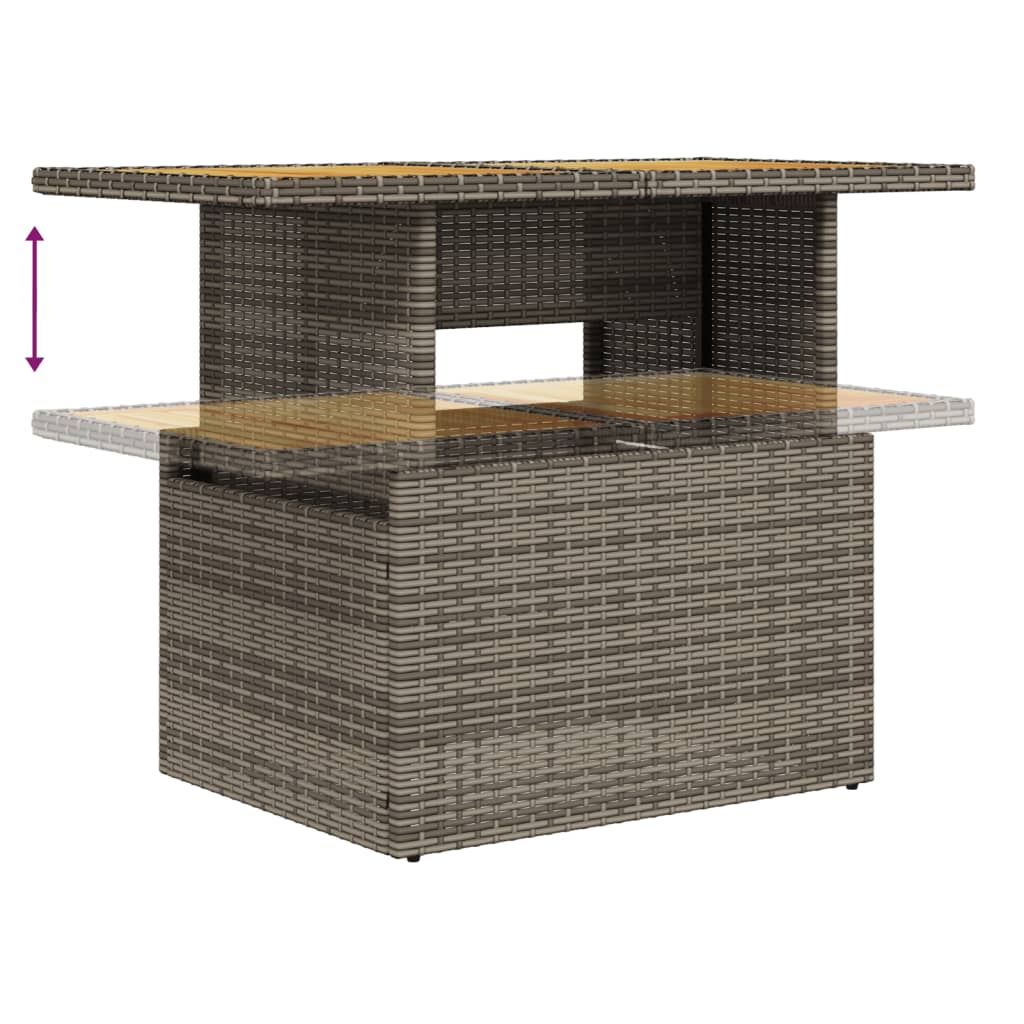 Set Divani da Giardino 2pz con Cuscini Grigio Polyrattan Acacia