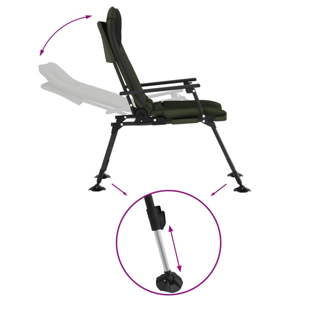 Sedia da Pesca con Braccioli Pieghevole Verde - homemem39