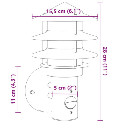 Applique per Esterno con Sensore Argento in Acciaio Inox - homemem39