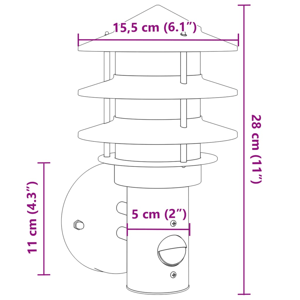 Applique per Esterno con Sensore 2 pz Argento in Acciaio Inox - homemem39