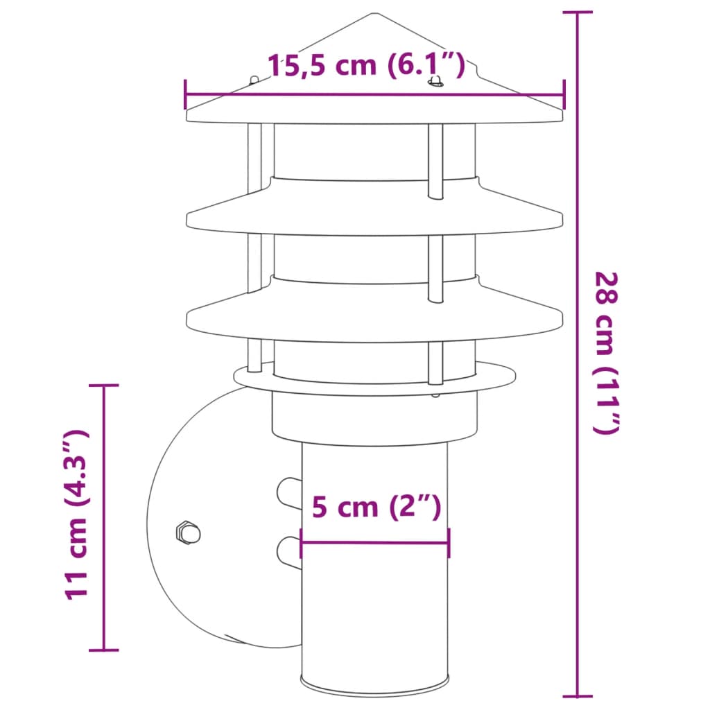 Applique da Esterno 2 pz Nere in Acciaio Inossidabile - homemem39