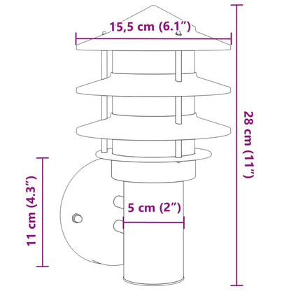 Applique da Esterno 2 pz Nere in Acciaio Inossidabile - homemem39