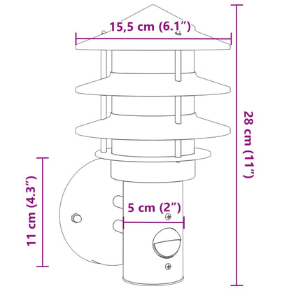 Applique per Esterno con Sensore 2 pz Nere in Acciaio Inox - homemem39