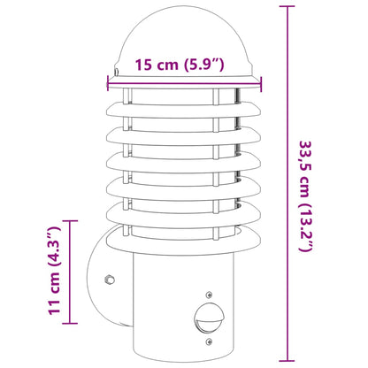 Applique per Esterno con Sensore Argento in Acciaio Inox - homemem39