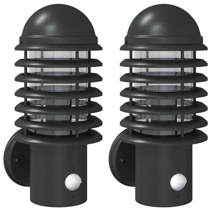 Applique per Esterno con Sensore 2 pz Nere in Acciaio Inox - homemem39
