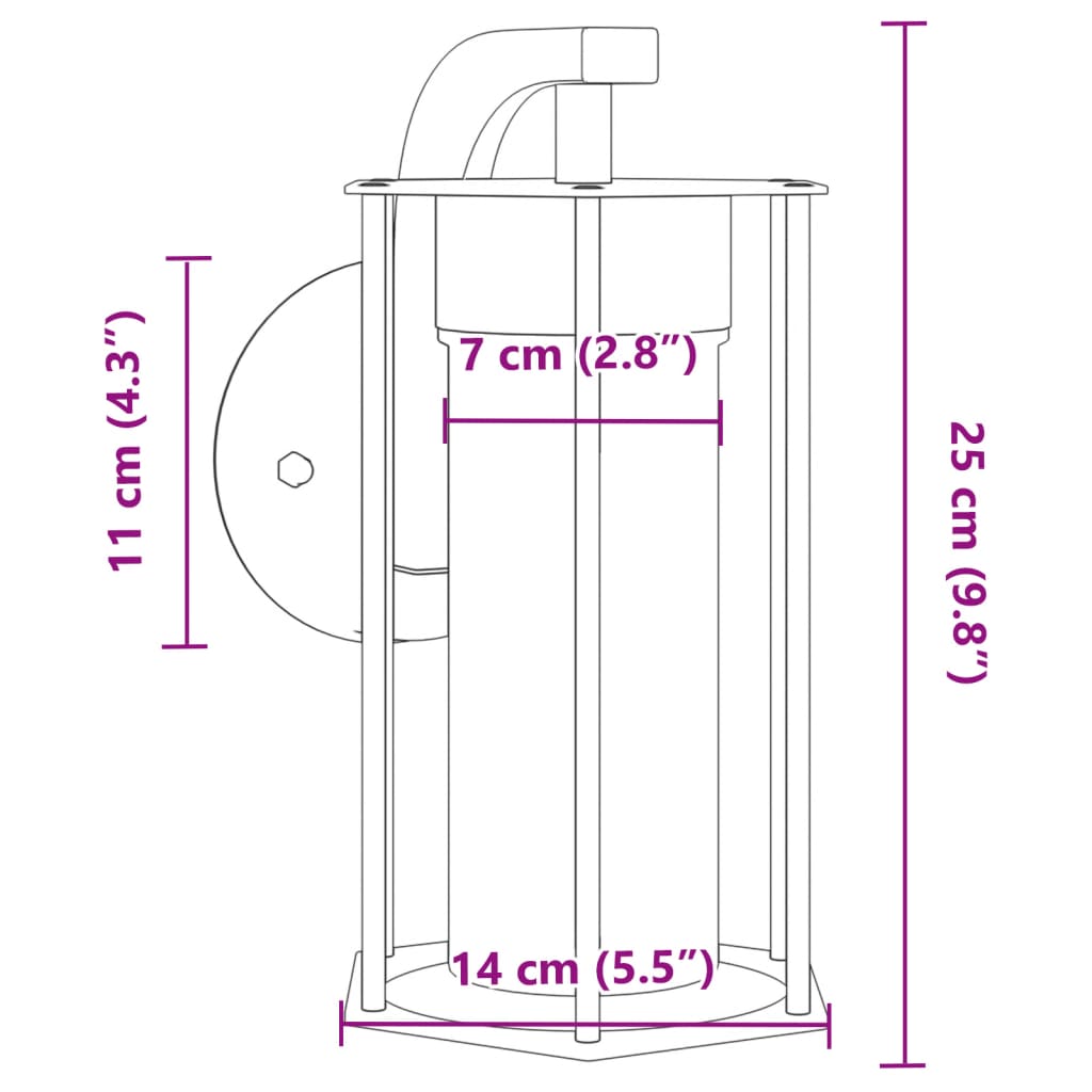 Applique da Esterno 2 pz Nere in Acciaio Inossidabile