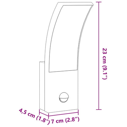 Wall light with LED and White Sensor in Die Cast Aluminium