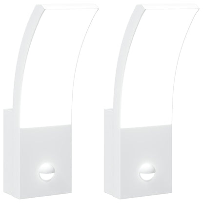 Applique con LED e Sensore 2 pz Bianche in Alluminio Pressofuso - homemem39