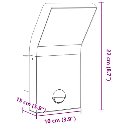 Applique con LED e Sensore Nera in Alluminio Pressofuso - homemem39