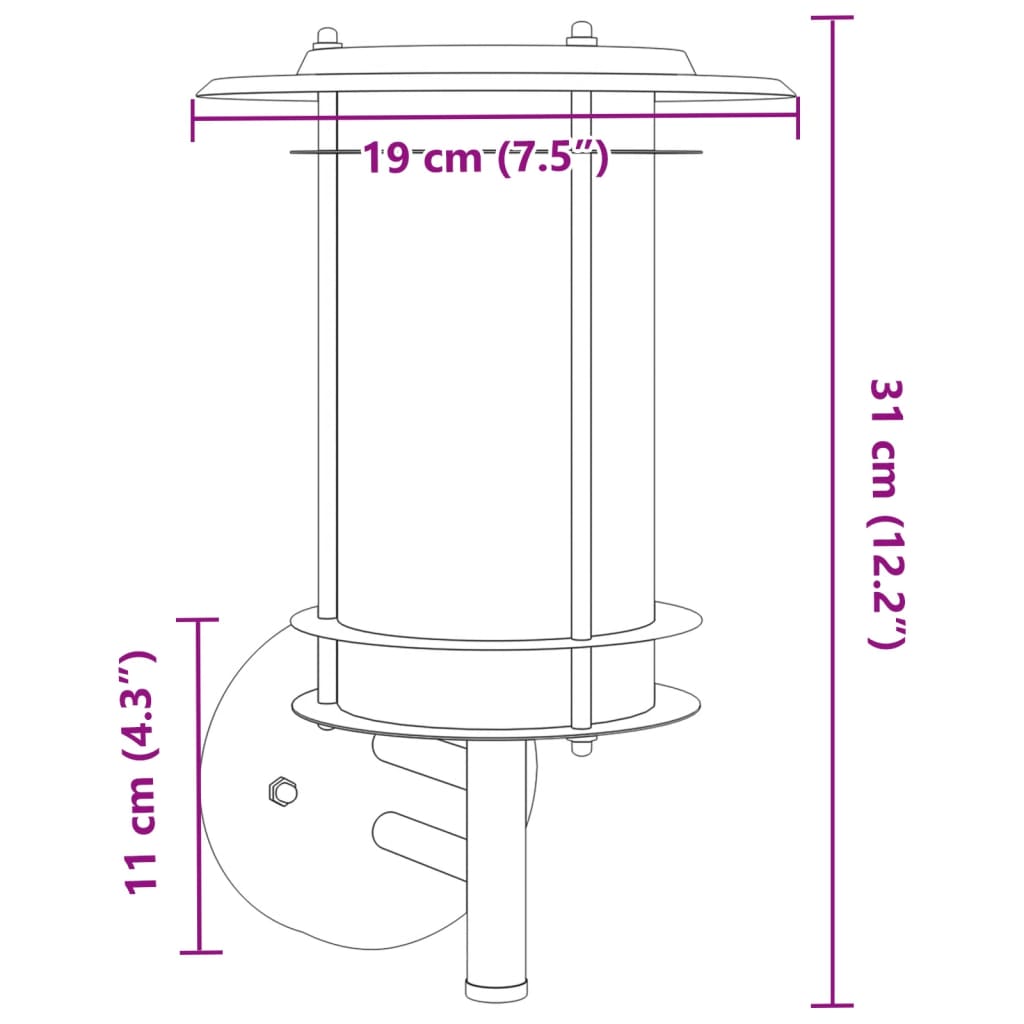 Applique da Esterno 2 pz Argento in Acciaio Inossidabile - homemem39