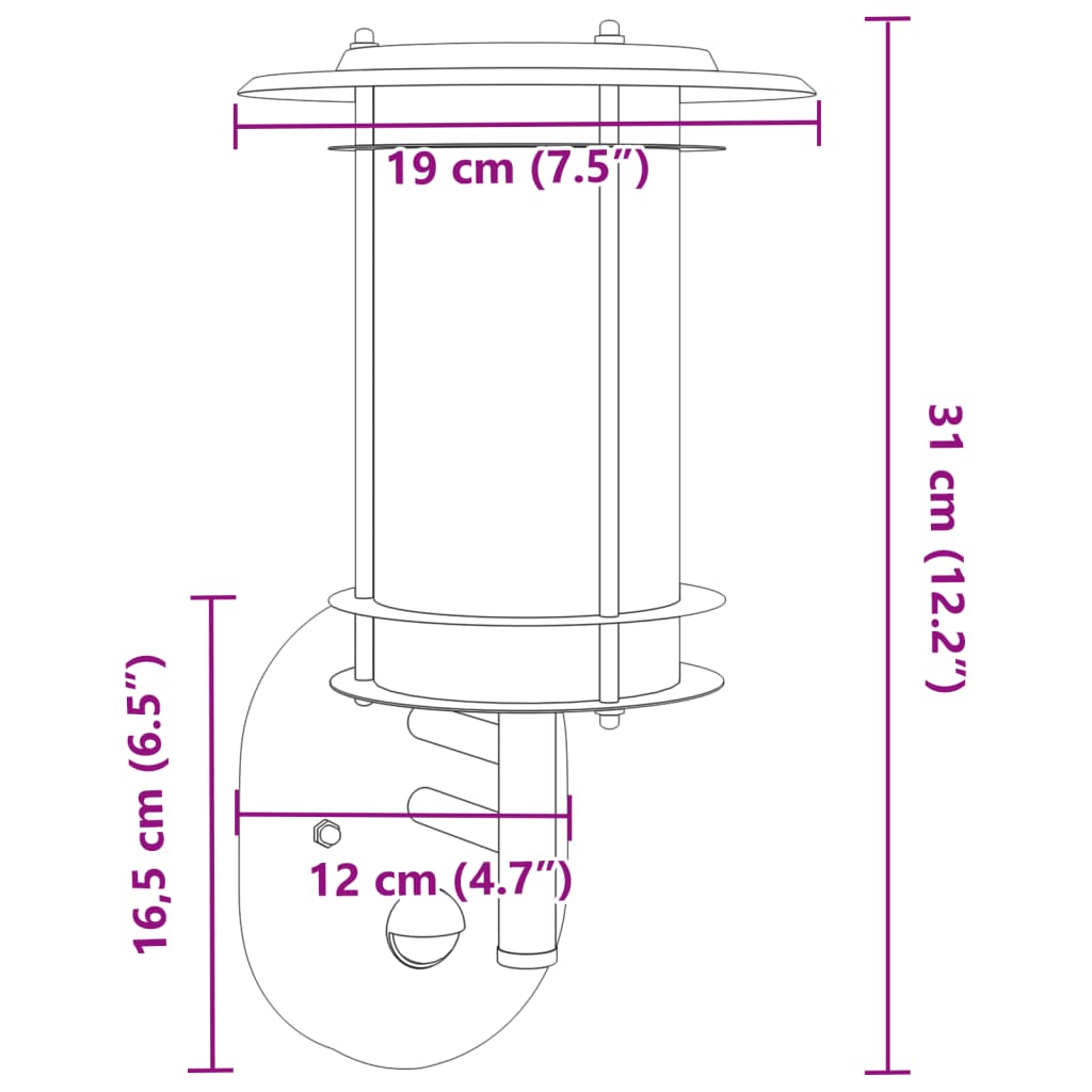 Applique per Esterno con Sensore 2 pz Nere in Acciaio Inox - homemem39