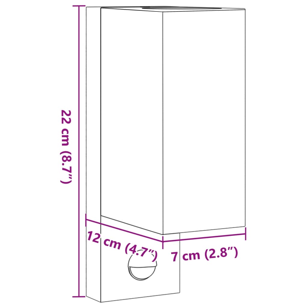 Applique con Sensore 2 pz Nere in Alluminio Pressofuso - homemem39