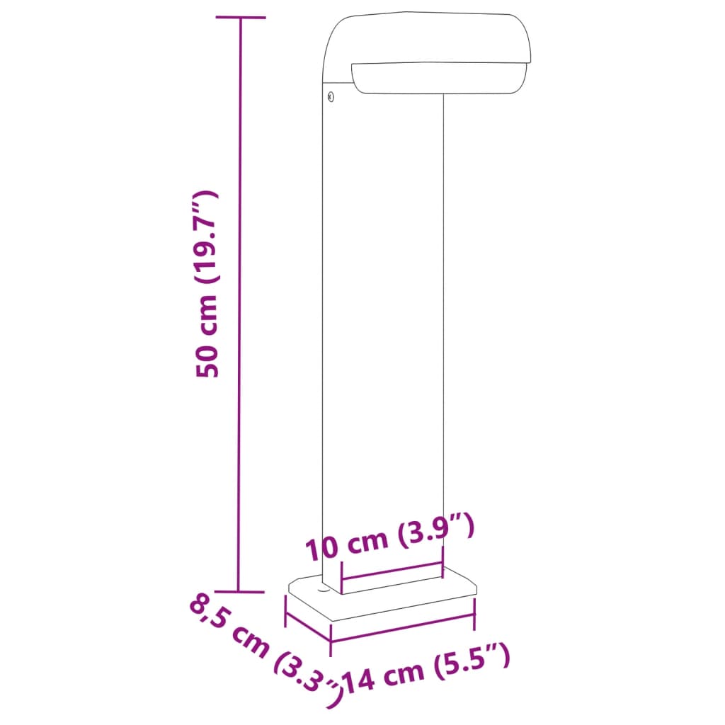 Lampade per Esterni 3 pz Nere 50 cm in Alluminio Pressofuso