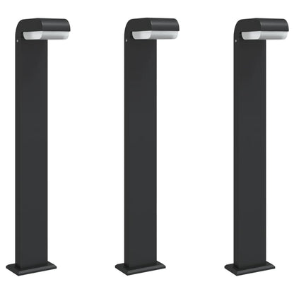 Lampade da Terra per Esterni 3pz Nere 80cm Alluminio Pressofuso - homemem39