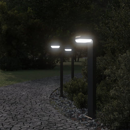 Lampade da Terra per Esterni 3pz Nere 80cm Alluminio Pressofuso - homemem39
