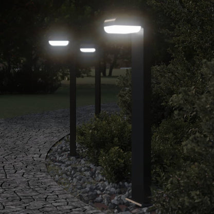 Lampade da Terra per Esterni 3pz Nere 80cm Alluminio Pressofuso - homemem39