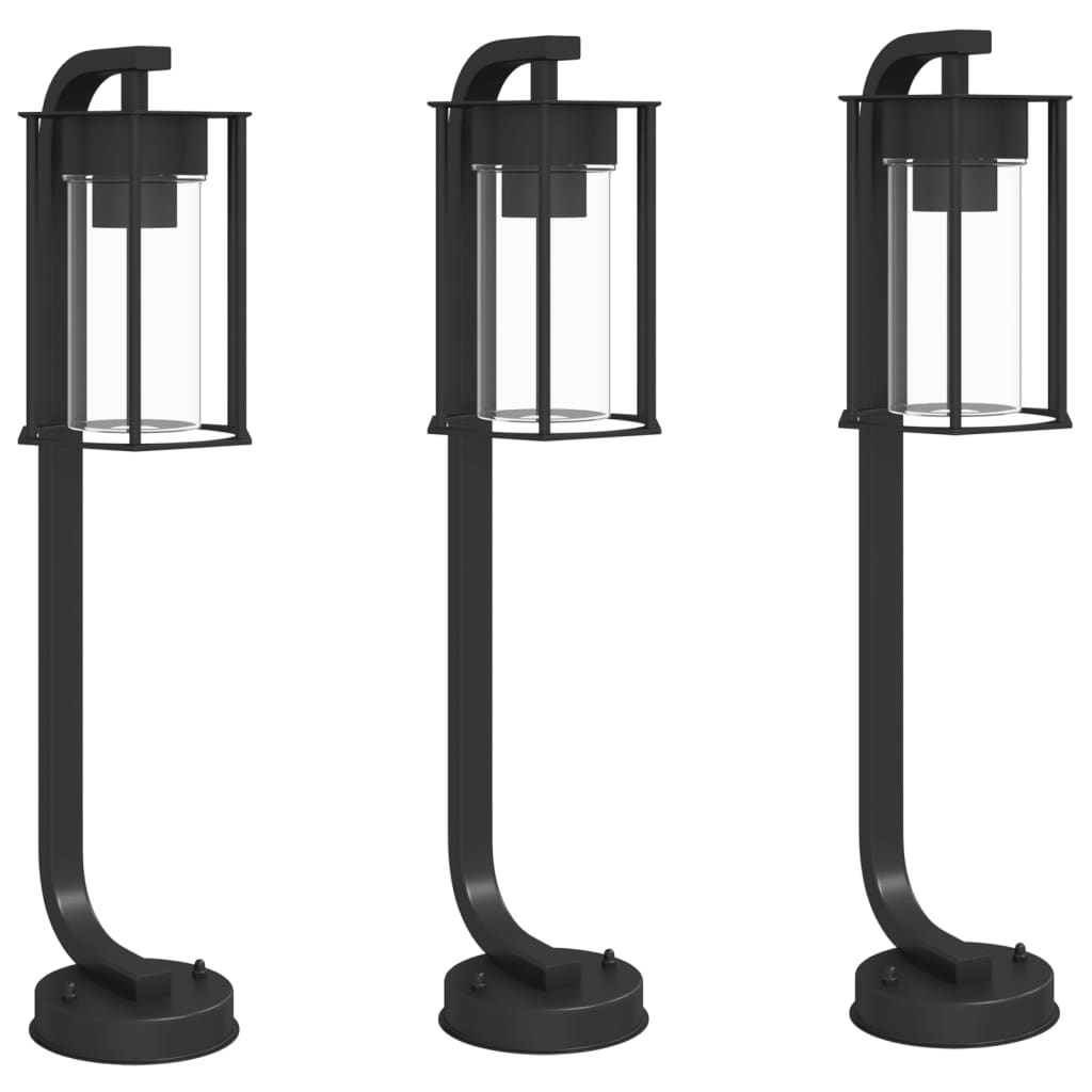Lampade da Terra per Esterni 3 pz Nere 60 cm in Acciaio Inox - homemem39