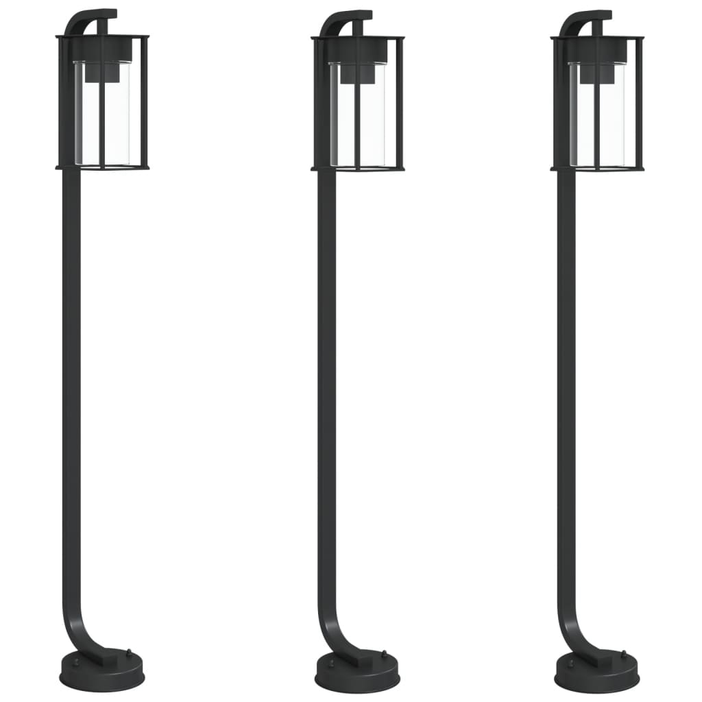 Lampade da Terra per Esterni 3 pz Nere 100 cm in Acciaio Inox - homemem39