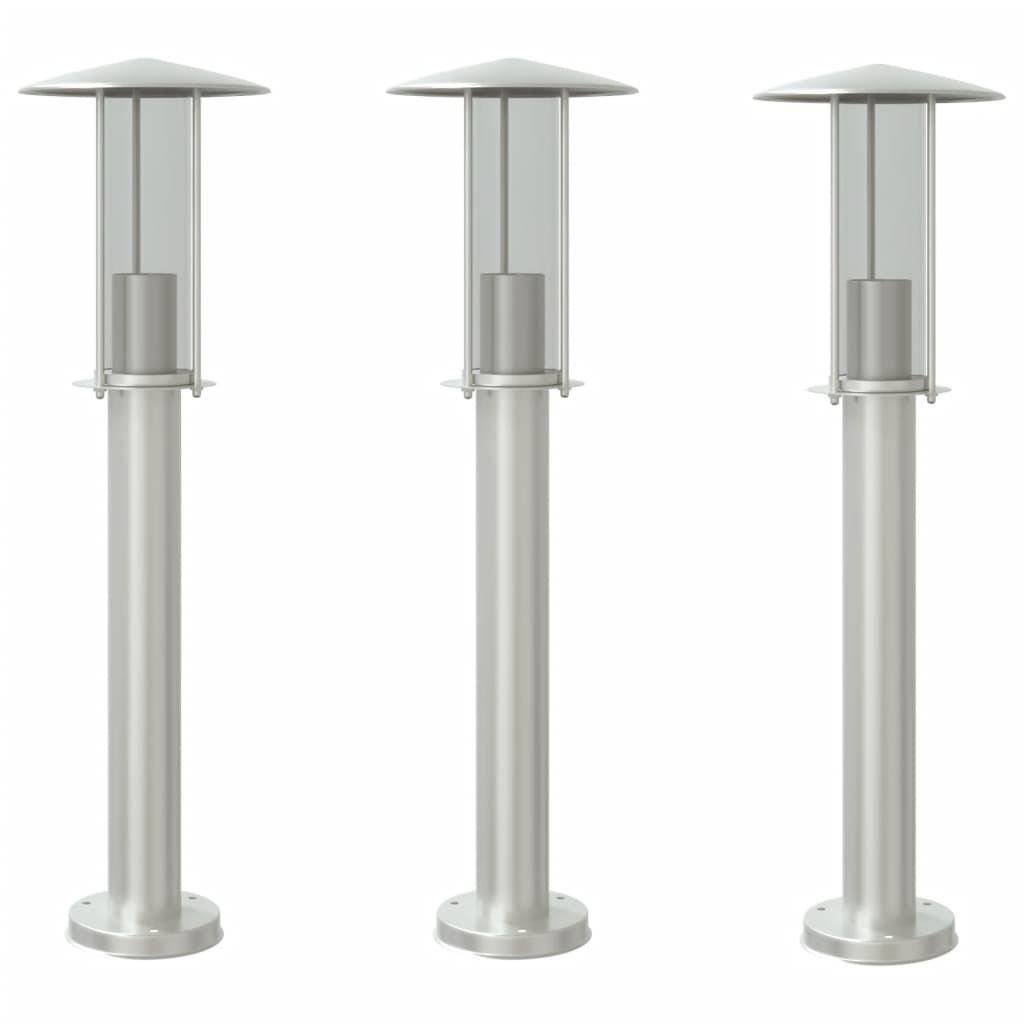 Lampade da Terra per Esterni 3 pz Argento 60 cm in Acciaio Inox - homemem39