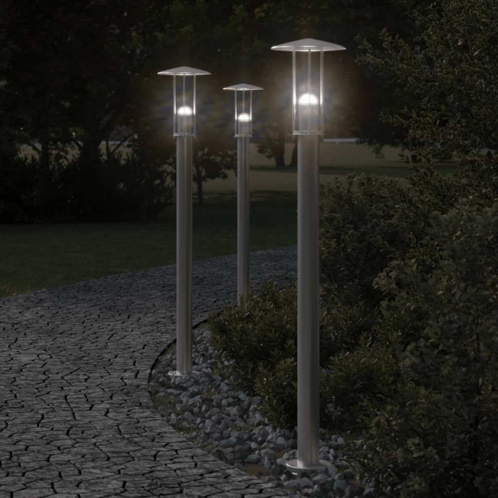 Lampada da Terra per Esterni Argento 100 cm in Acciaio Inox - homemem39