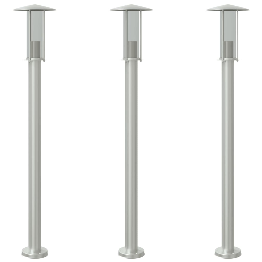 Lampade da Terra per Esterni 3 pz Argento 100cm in Acciaio Inox - homemem39