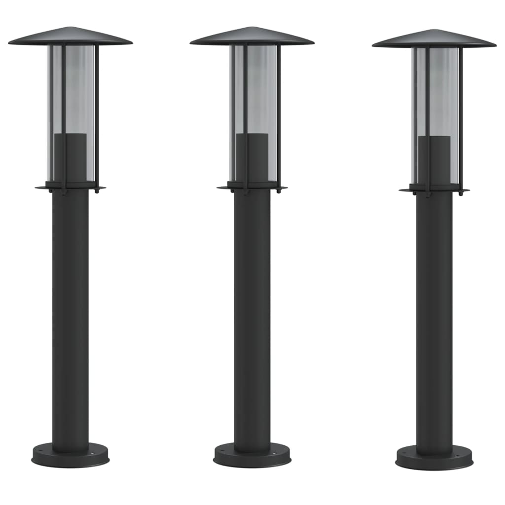 Lampade da Terra per Esterni 3 pz Nere 60 cm in Acciaio Inox - homemem39