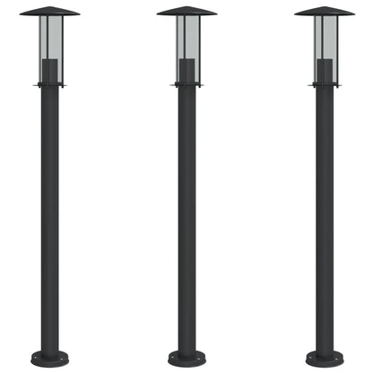 Lampade da Terra per Esterni 3 pz Nere 100 cm in Acciaio Inox - homemem39