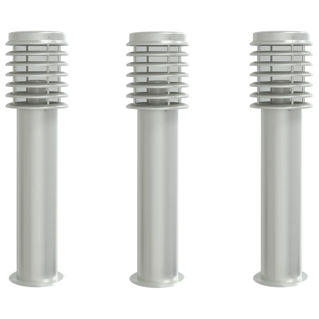 Lampade da Terra per Esterni 3 pz Nere 60 cm in Acciaio Inox | homemem39