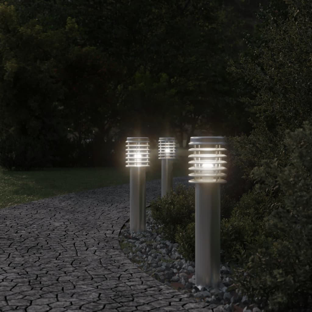 Lampade da Terra per Esterni 3 pz Nere 60 cm in Acciaio Inox | homemem39