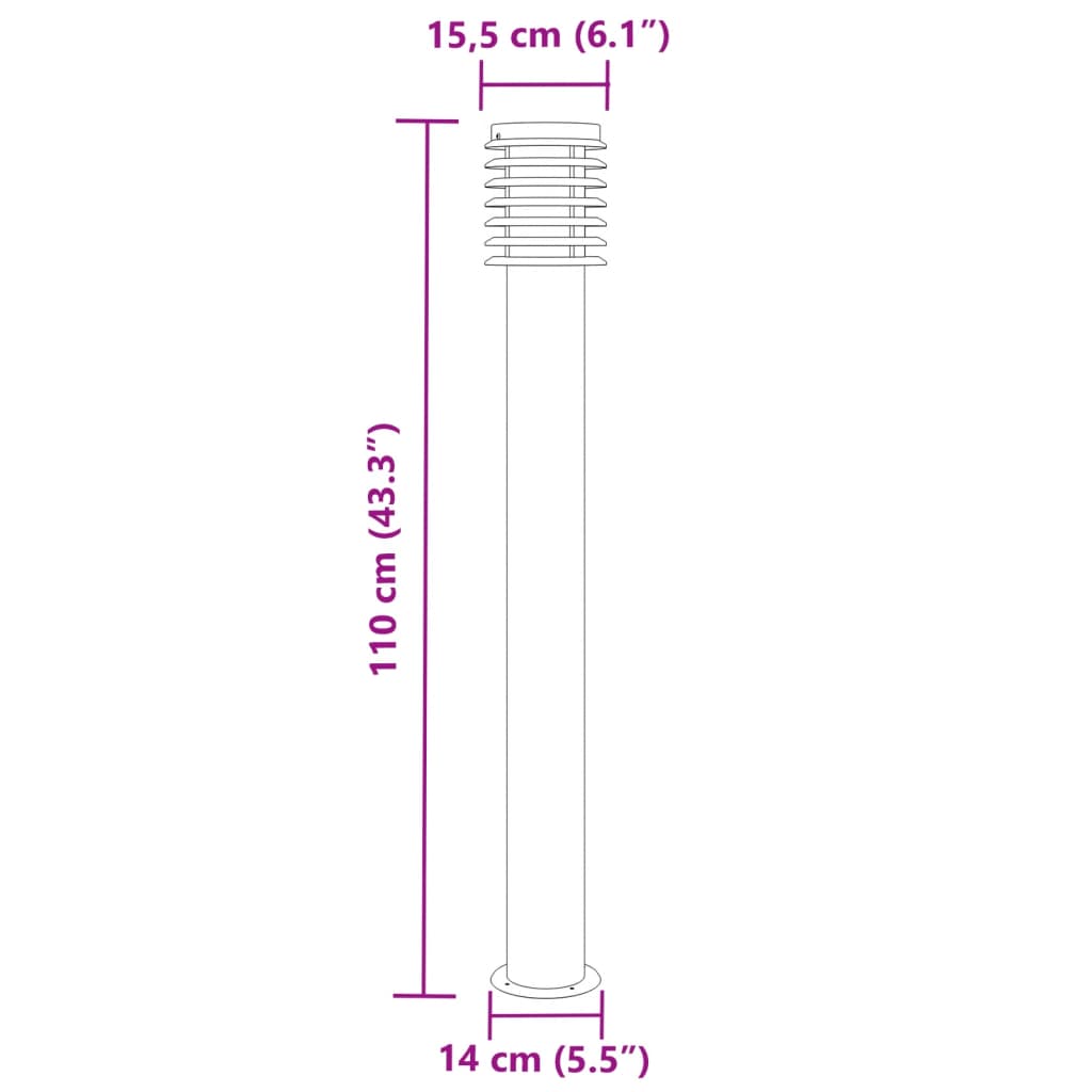 Lampada da Terra per Esterni Argento 110 cm in Acciaio Inox - homemem39