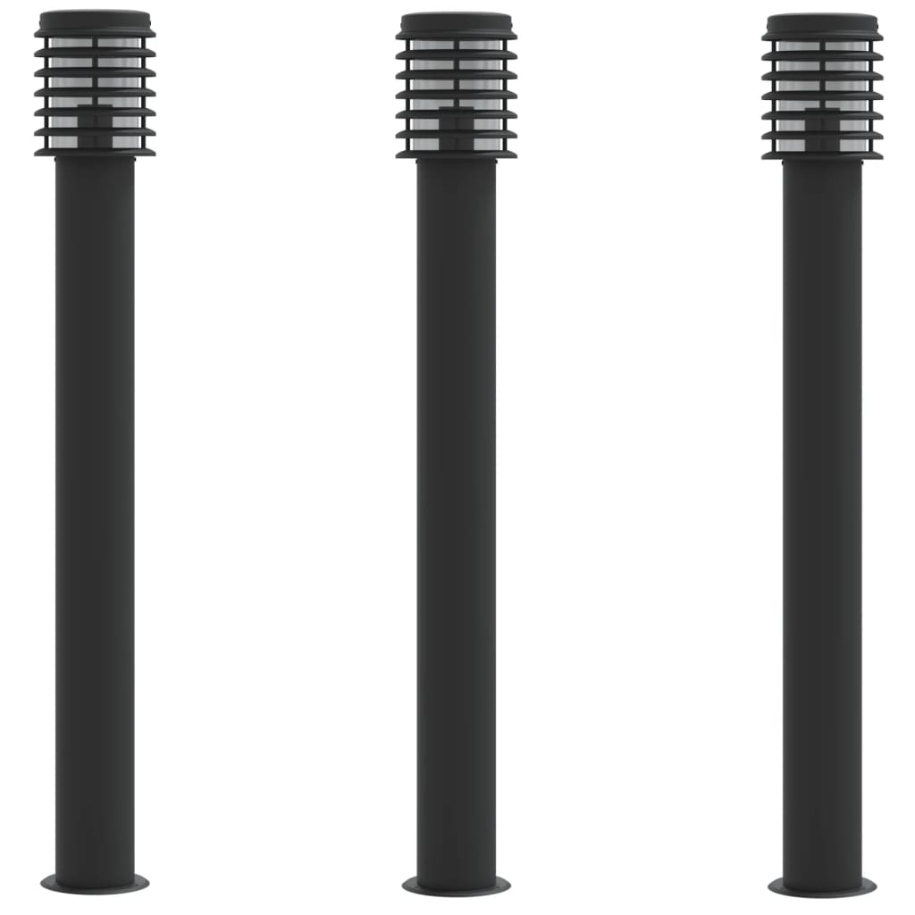 Outdoor Floor Lamps 3 pcs Black 110 cm in Stainless Steel