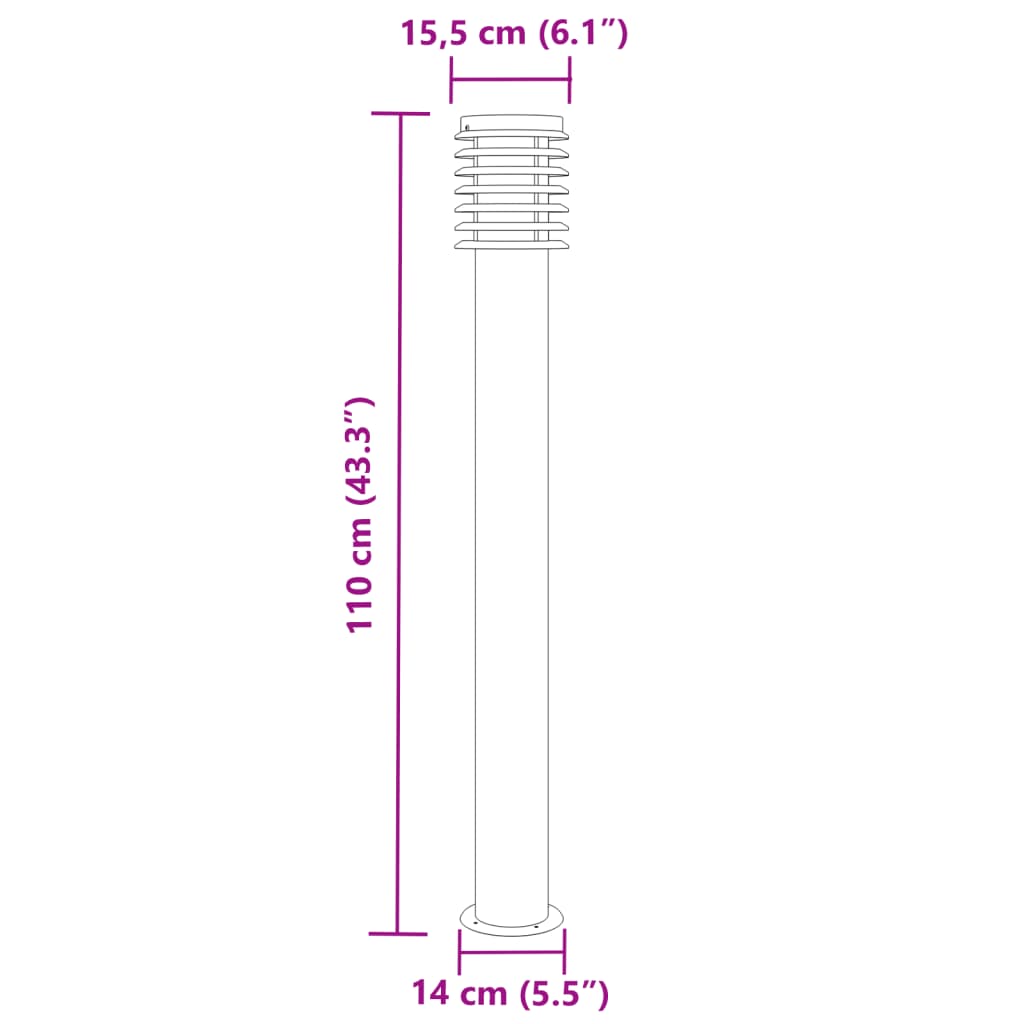 Lampade da Terra per Esterni 3 pz Nere 110 cm in Acciaio Inox