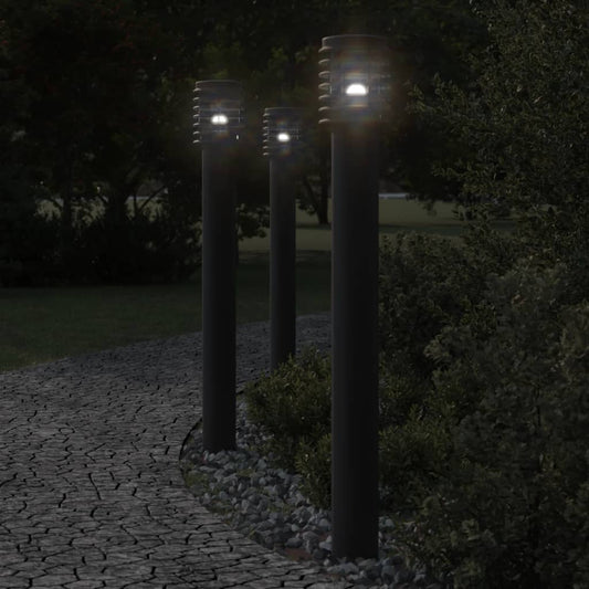 Outdoor Floor Lamps 3 pcs Black 110 cm in Stainless Steel